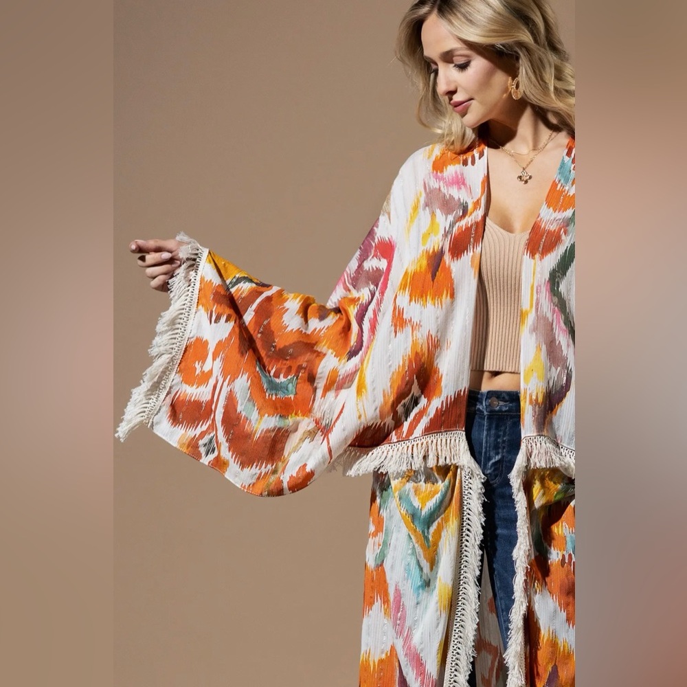 Malibu Sunset Boho Fringe Kimono - Picture 10 of 11